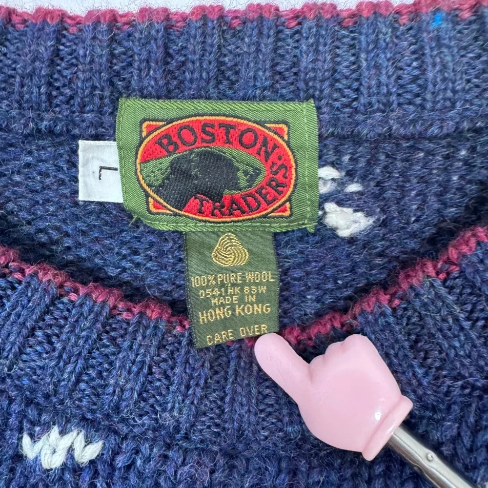 90s Boston Traders Wool Ski Intarsia Sweater Men L Winter Grandpa Old Money Gorp